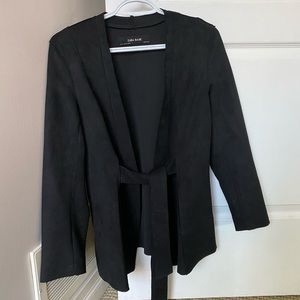 ZARA BASIC faux suede cardigan with belt